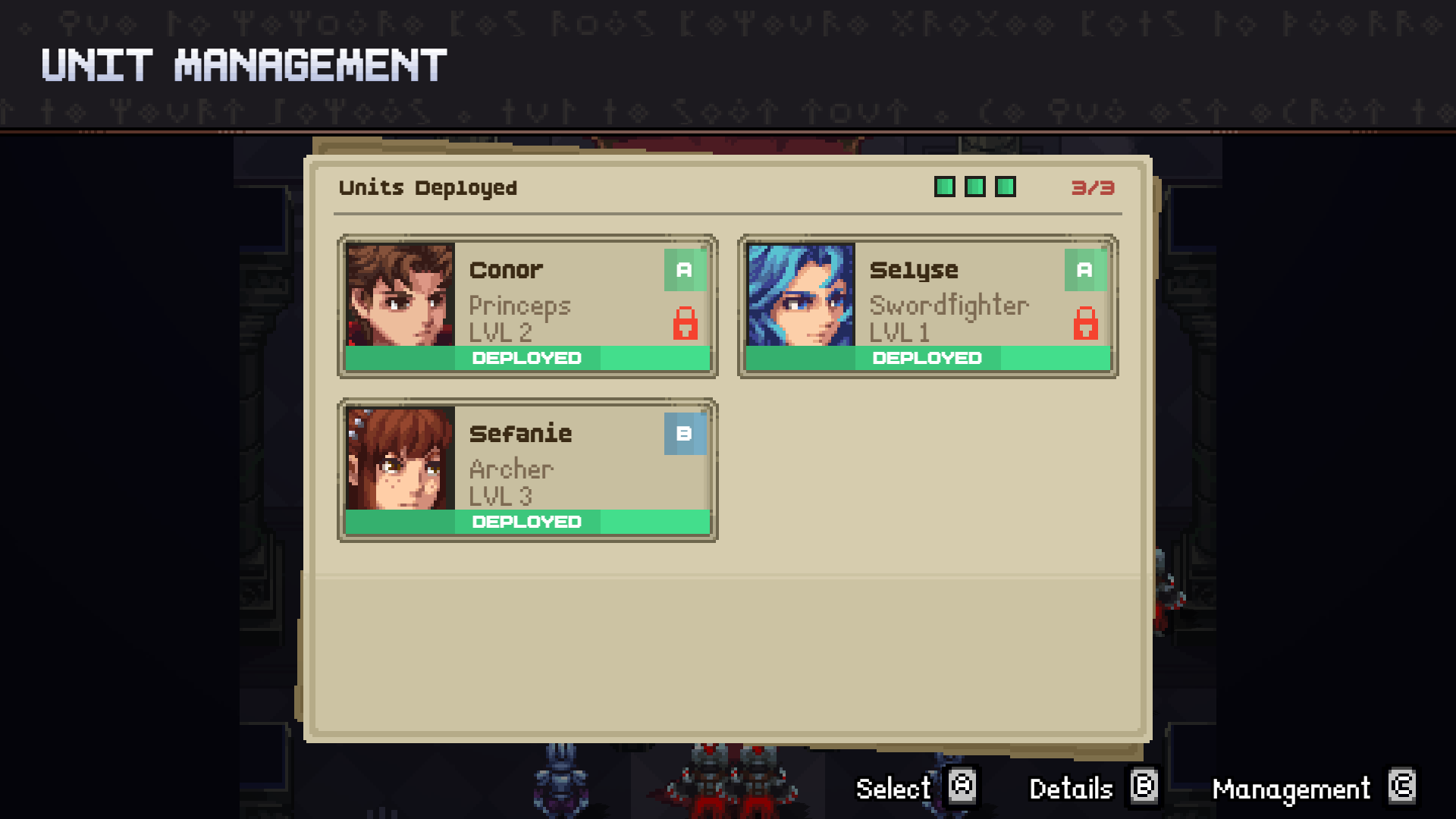 Managing your units between battles